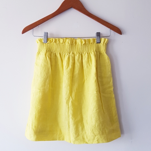 J.CREW Yellow Linen Short Skirt - Picture 2 of 8